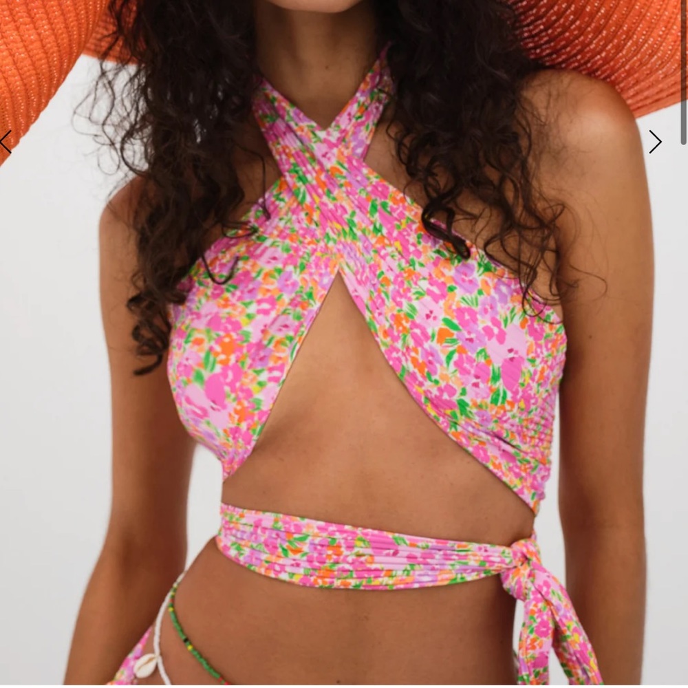 NWT For Love & Lemons Dixie Swim Wrap Top Size M